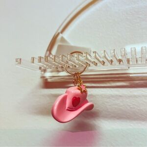 Custom Cowboy Hat & Star Charm Hair Accessory - Pink Western Style Braid Charm